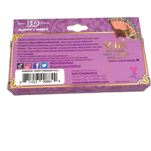 ioni ‘Wispy Medium Full’ 3D Curls Individual Lash Extensions 3 Strands - Picture 2 of 2